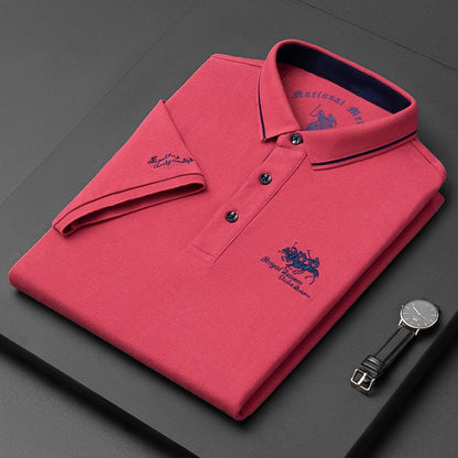 Mannen Polo Shirt met Fijne Stof en Subtiel Borduurwerk