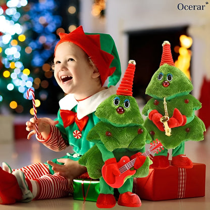 Dansende Kerstboom Knuffel met Muziek en Beweging - Groen Pluche Speelgoed - 35cm Interactieve Kerstdecoratie - Zingende Boom voor Kinderen en Volwassenen