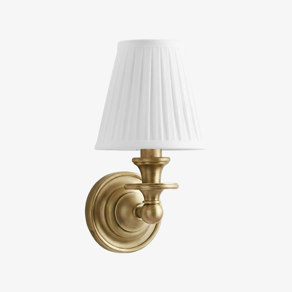 Wandlamp met stoffen kap en zwanenhalsarm – smeedijzeren armatuur met verstelbare leeslamp