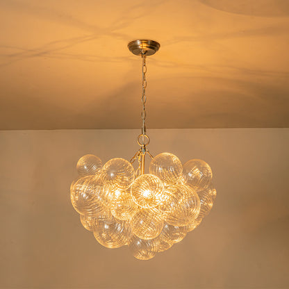 Moderne Glazen Kroonluchter met Geribbelde Bollen voor Eetkamer & Woonkamer