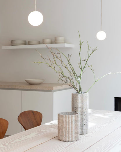 Architecturale Hanglamp met Opaal Glas — Messing of Zwart — Ø9-30cm — 100-200cm Hoogte