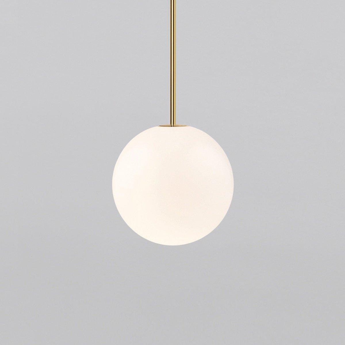Architecturale Hanglamp met Opaal Glas — Messing of Zwart — Ø9-30cm — 100-200cm Hoogte