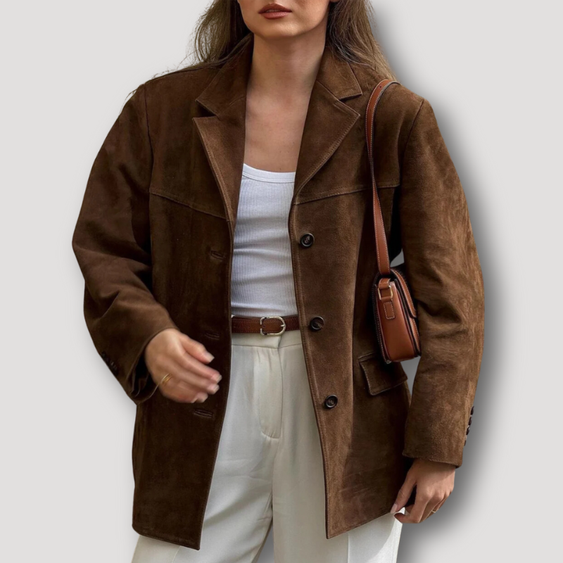 Dames Zwart Oversized Blazer van Suède