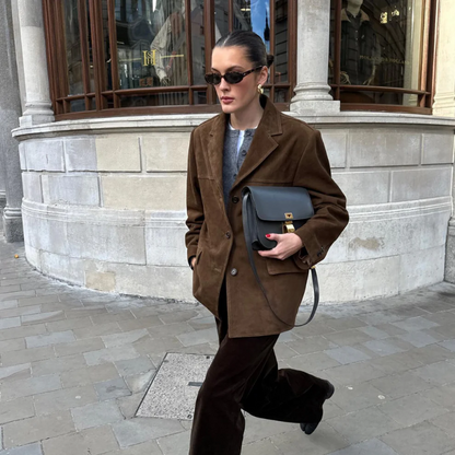 Dames Zwart Oversized Blazer van Suède
