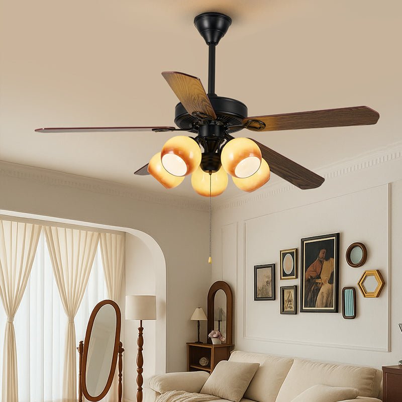 Theodore Vintage Plafondventilator met Verlichting — Retro Design met Dimbare Afstandsbediening