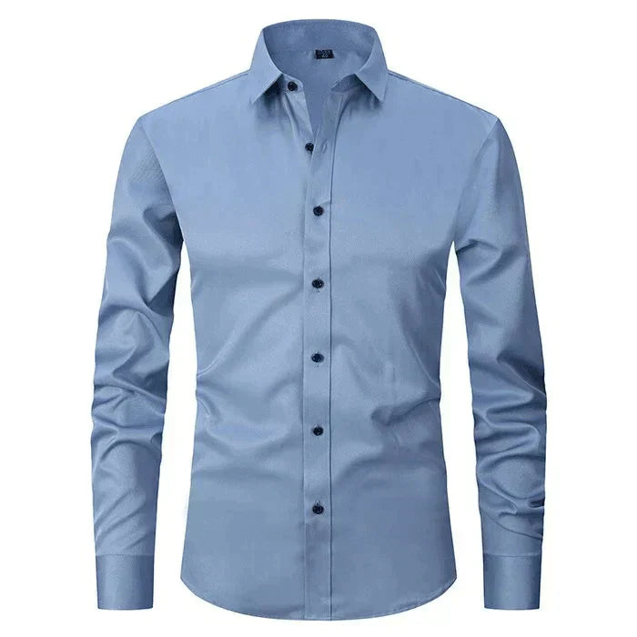 Herenhemd Slim Fit Langarm Klassieke Stijl
