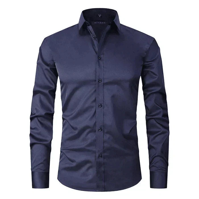 Herenhemd Slim Fit Langarm Klassieke Stijl