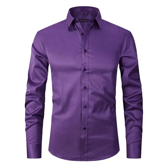 Herenhemd Slim Fit Langarm Klassieke Stijl