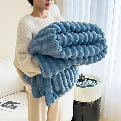 Fleece Deken Gestreept Flannel 100% Polyester Zacht Woonkamer Slaapkamer Bank Bed