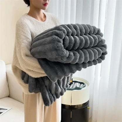 Fleece Deken Gestreept Flannel 100% Polyester Zacht Woonkamer Slaapkamer Bank Bed