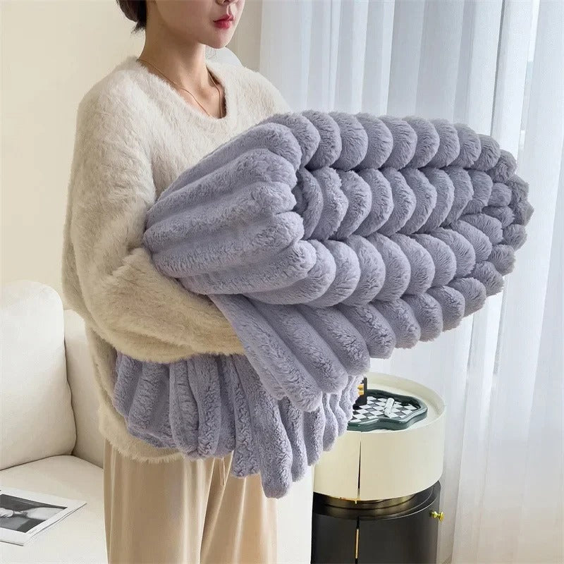 Fleece Deken Gestreept Flannel 100% Polyester Zacht Woonkamer Slaapkamer Bank Bed