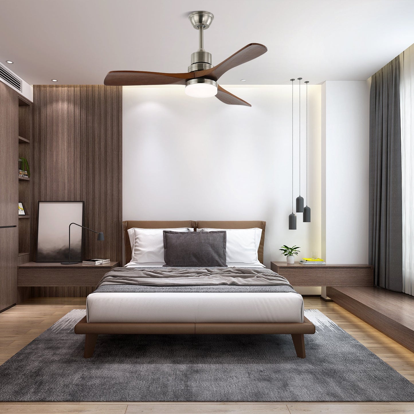 Plafondventilator met Verlichting en 6 Snelheden – Scandinavisch Design in Natuurlijke Houtafwerking