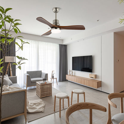 Plafondventilator met Verlichting en 6 Snelheden – Scandinavisch Design in Natuurlijke Houtafwerking