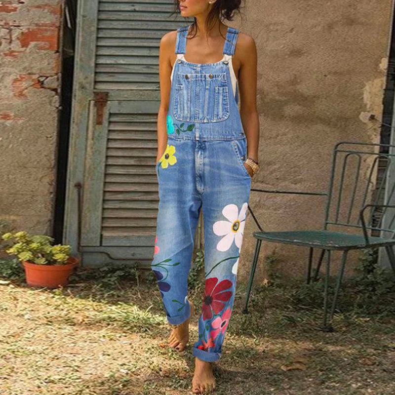 Bregje | Spijker Jumpsuit – Elegant, Bloemenpatroon &amp; Comfortabel 1