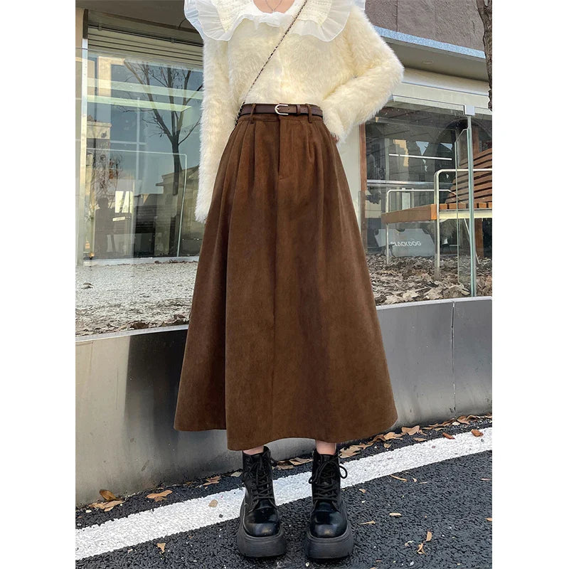 Midi Gonna Velluto Zacht Elegante