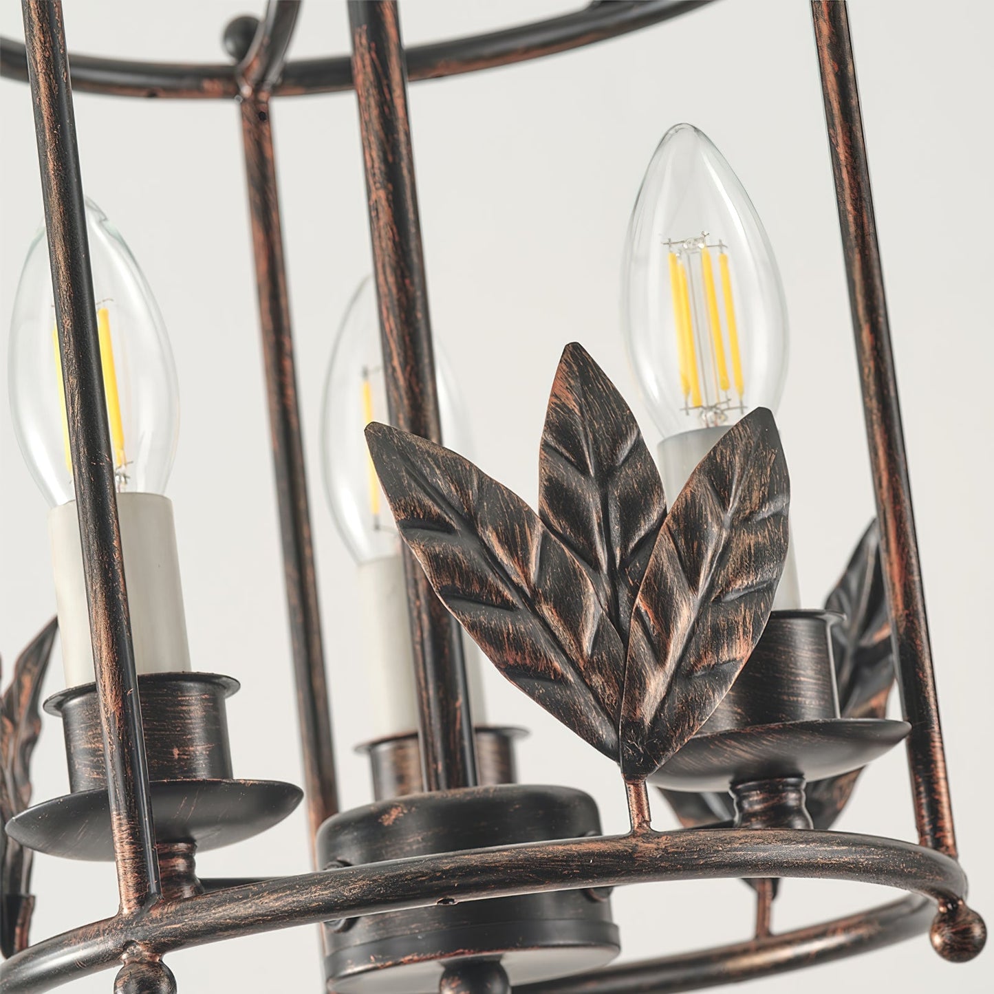 Barok Lantaarn Hanglamp met Vogel- en Bladdetails – Klassieke 3-Lichts Plafondlamp in Goud of Brons