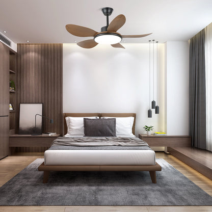 Plafondventilator met LED-verlichting en afstandsbediening | Scandinavisch design met houtnerf afwerking