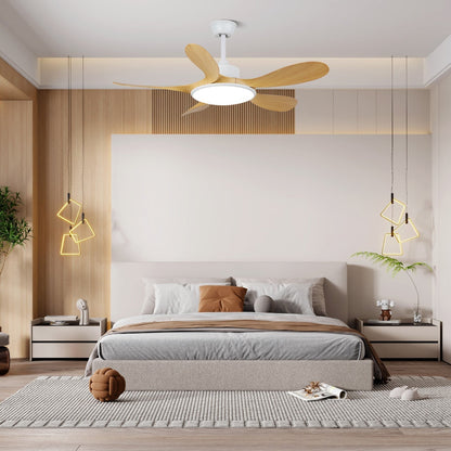 Plafondventilator met LED-verlichting en afstandsbediening | Scandinavisch design met houtnerf afwerking
