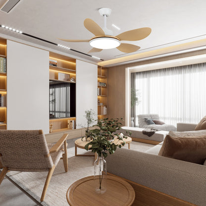 Plafondventilator met LED-verlichting en afstandsbediening | Scandinavisch design met houtnerf afwerking