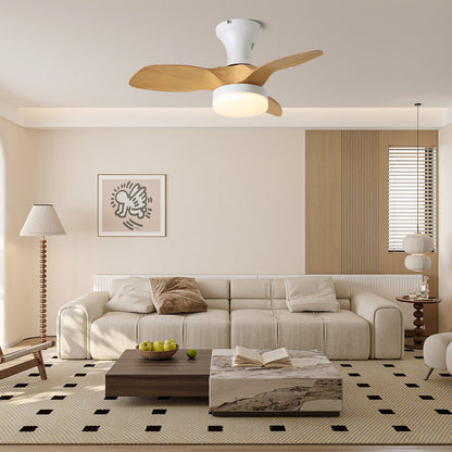 Scandinavische Plafondventilator met Verlichting – Minimalistische Ventilatorlamp in Hout en Wit