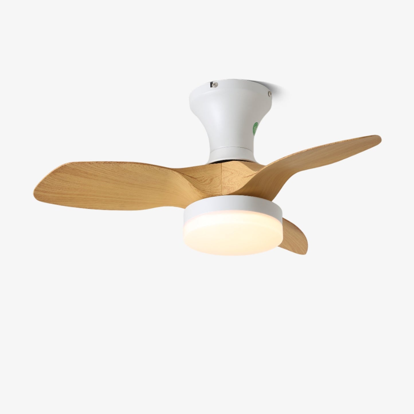 Scandinavische Plafondventilator met Verlichting – Minimalistische Ventilatorlamp in Hout en Wit