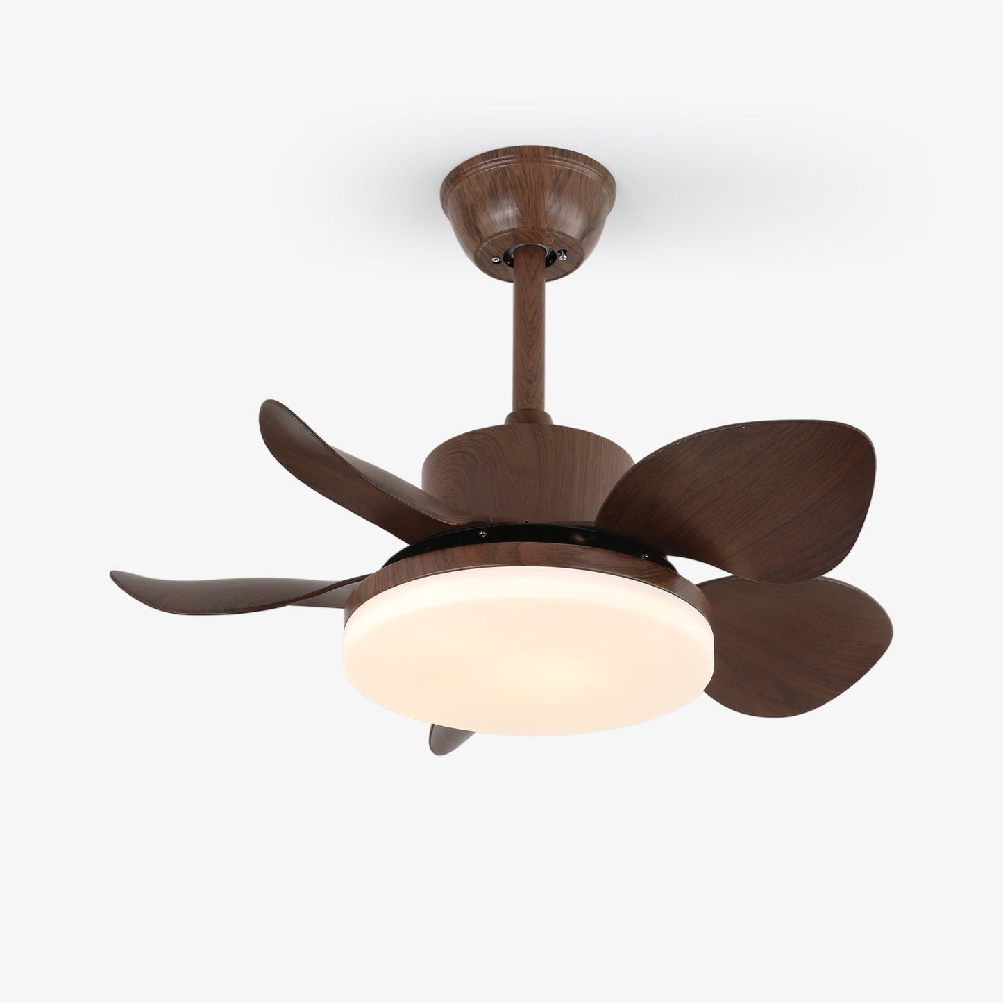 Plafondventilator Alenya met Houtlook en Geïntegreerde Verlichting Ø55cm 48W Grijsbruine Bladeren voor Alle Seizoenen
