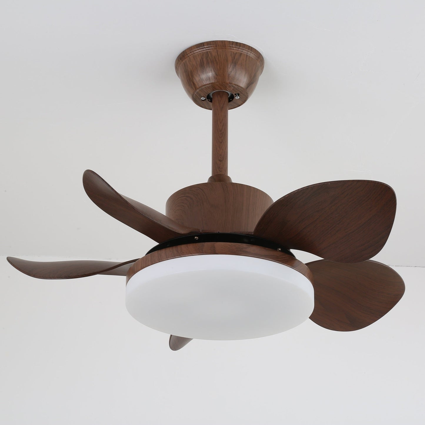 Plafondventilator Alenya met Houtlook en Geïntegreerde Verlichting Ø55cm 48W Grijsbruine Bladeren voor Alle Seizoenen