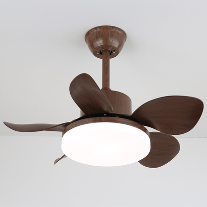Plafondventilator Alenya met Houtlook en Geïntegreerde Verlichting Ø55cm 48W Grijsbruine Bladeren voor Alle Seizoenen