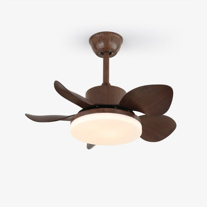 Plafondventilator Alenya met Houtlook en Geïntegreerde Verlichting Ø55cm 48W Grijsbruine Bladeren voor Alle Seizoenen