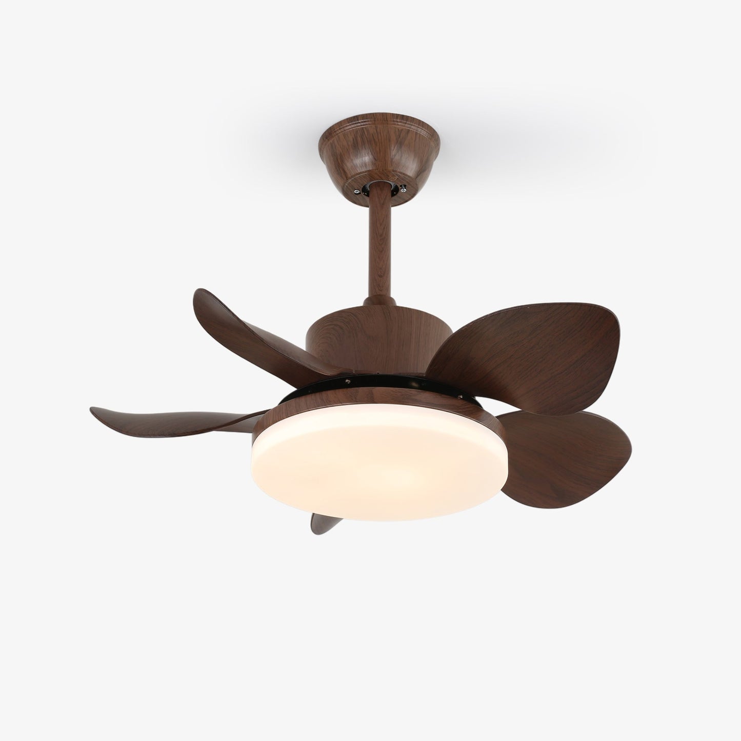 Plafondventilator Alenya met Houtlook en Geïntegreerde Verlichting Ø55cm 48W Grijsbruine Bladeren voor Alle Seizoenen