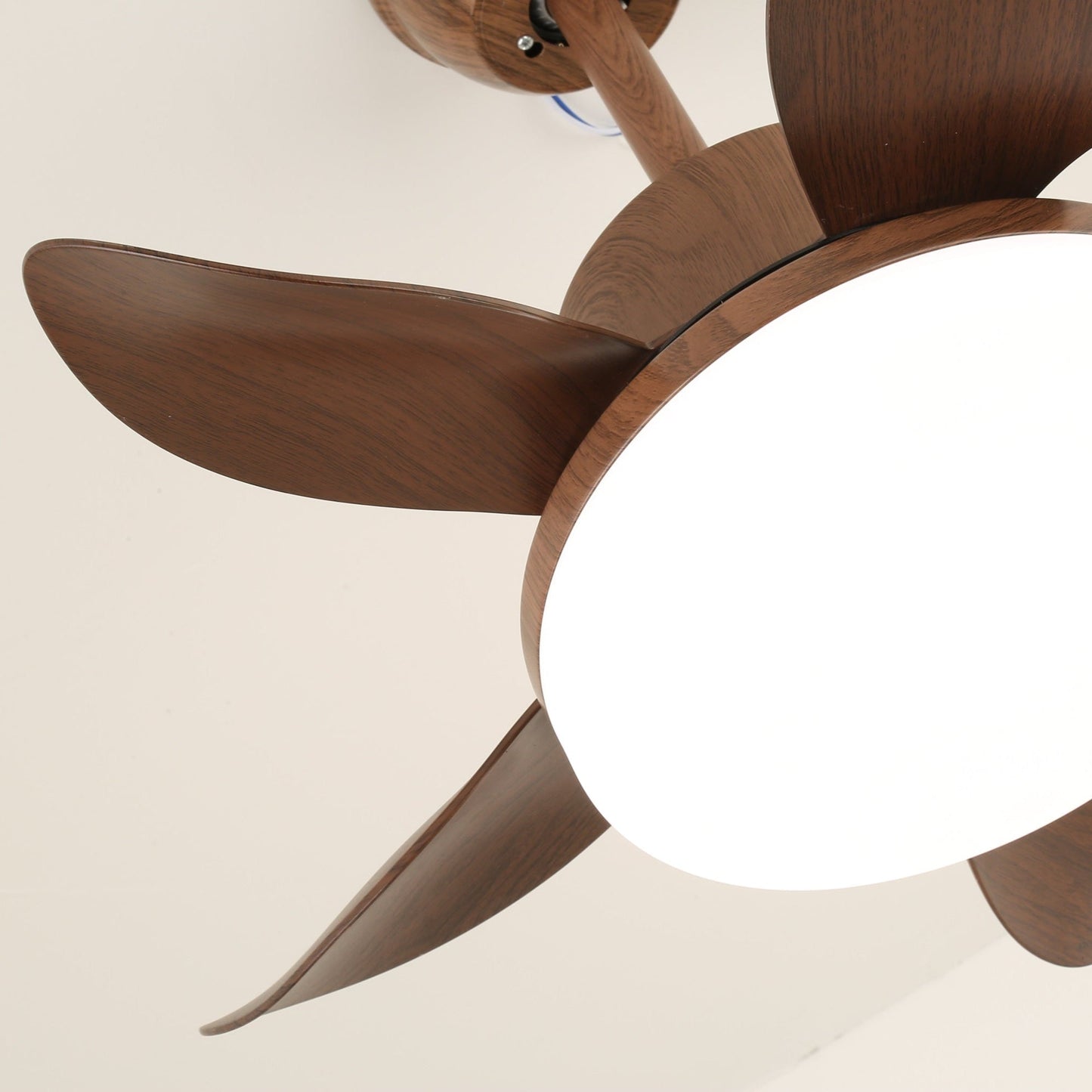 Plafondventilator Alenya met Houtlook en Geïntegreerde Verlichting Ø55cm 48W Grijsbruine Bladeren voor Alle Seizoenen