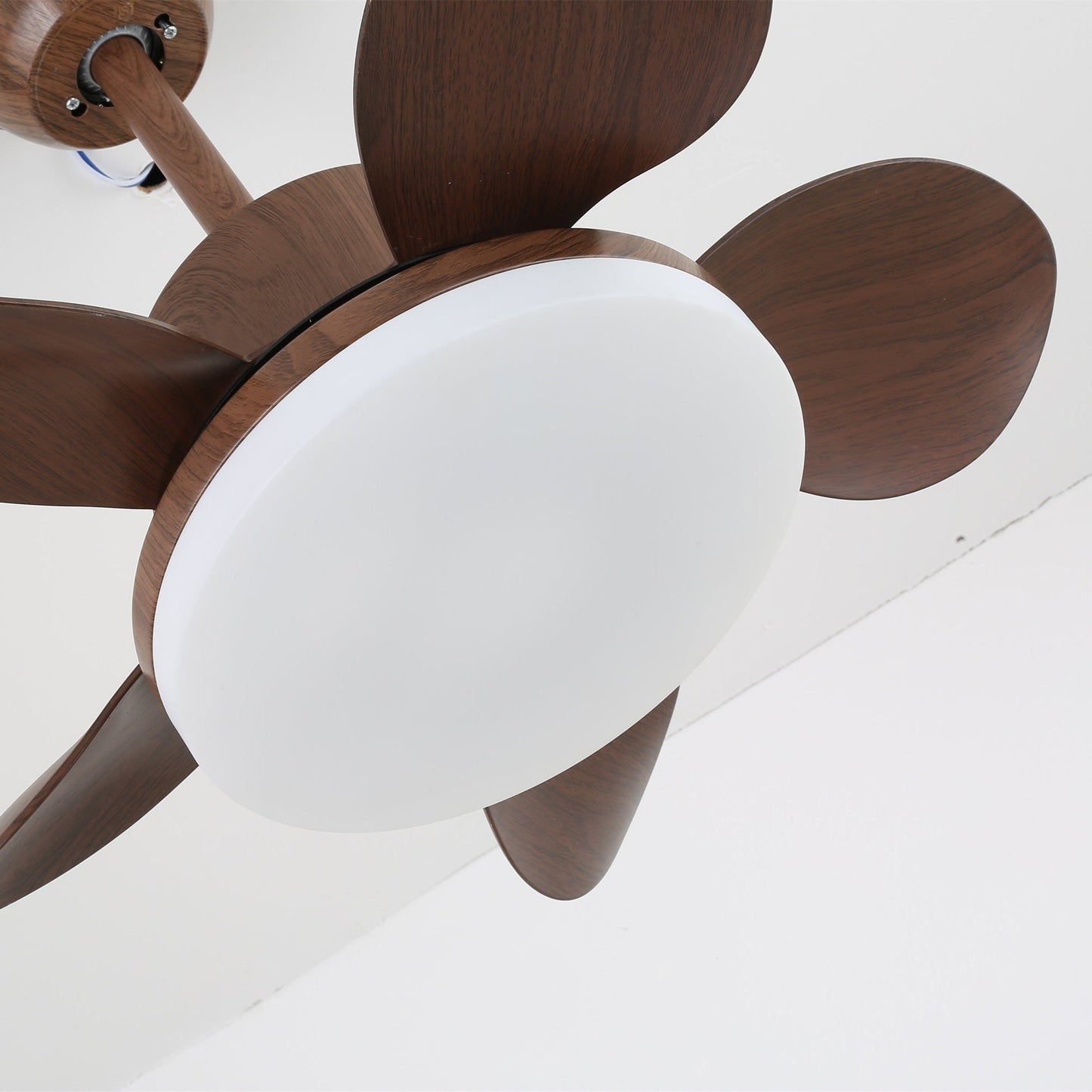 Plafondventilator Alenya met Houtlook en Geïntegreerde Verlichting Ø55cm 48W Grijsbruine Bladeren voor Alle Seizoenen