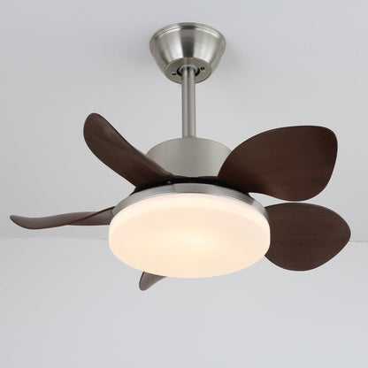 Plafondventilator Alenya met Houtlook en Geïntegreerde Verlichting Ø55cm 48W Grijsbruine Bladeren voor Alle Seizoenen