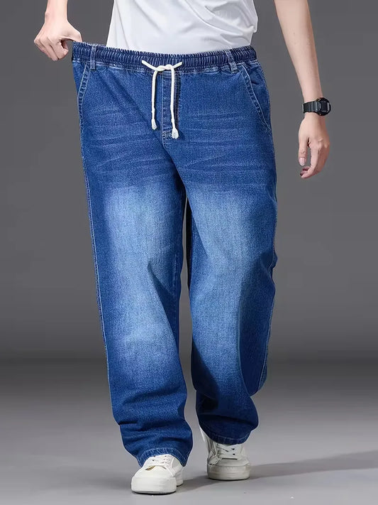 Heren Broek Losse Fit Elastiek Denim Jeans - StudioMarella