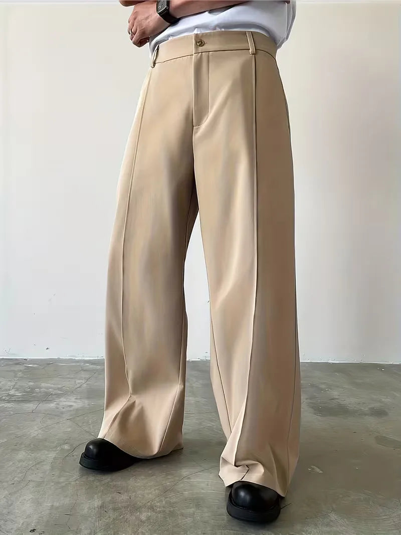 Losse Broek Rechte Pijp met Plooien en Comfortabele Pasvorm - StudioMarella