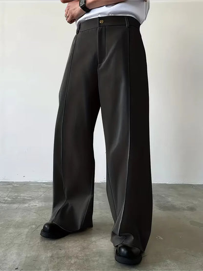 Broek met geplooid design en losse rechte pijp