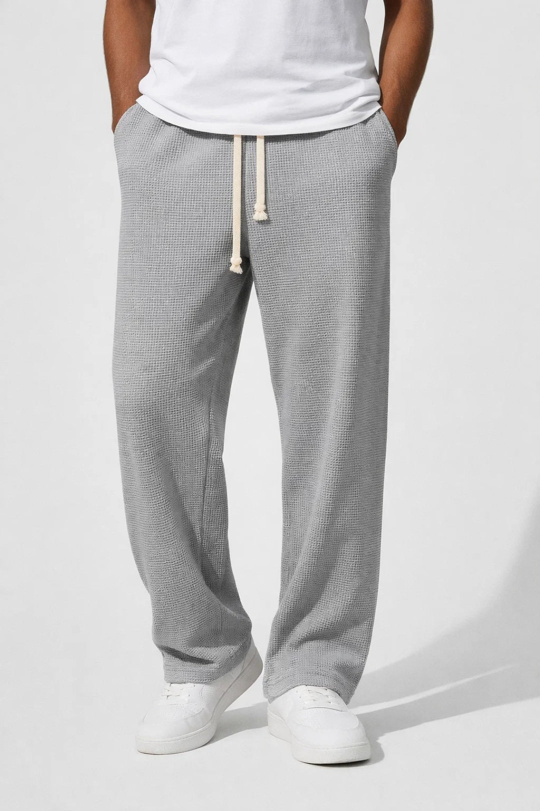 Relaxed Fit Herenbroek Met Trekkoord Casual Stijl