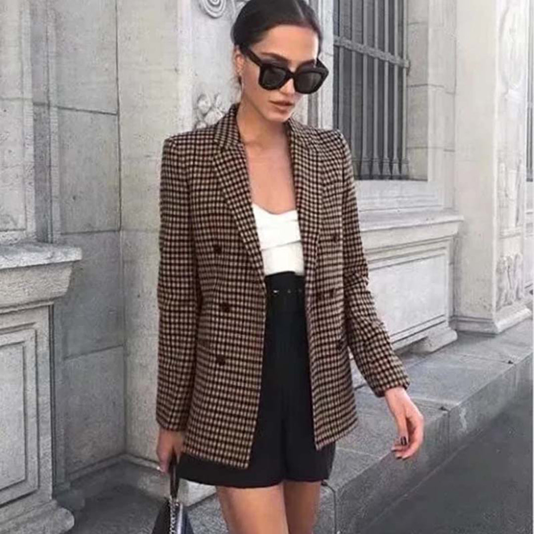 Dames Blazer Geruit Modieus Design