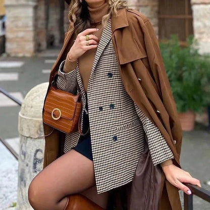 Dames Blazer Geruit Modieus Design