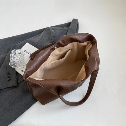Vegan Schoudertas Dames Leren Look Ruim Tote Tas