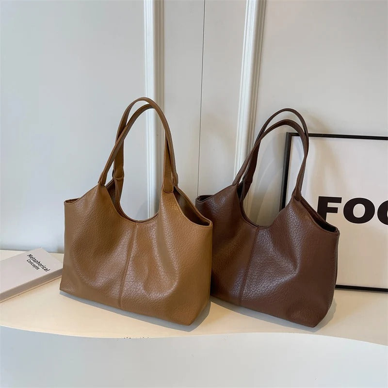 Vegan Schoudertas Dames Leren Look Ruim Tote Tas