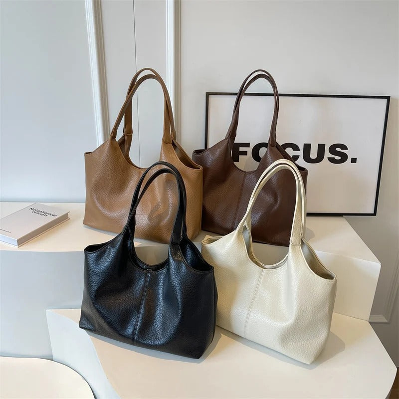 Vegan Schoudertas Dames Leren Look Ruim Tote Tas