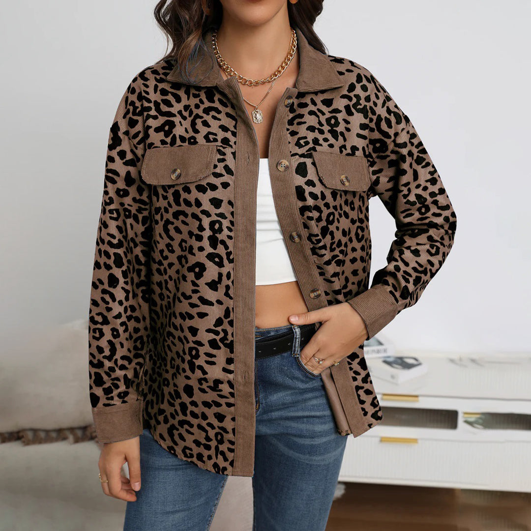Dames Jas Luipaardprint Stijlvol en Chic → Dames Luipaard Jas Stijlvol Leer