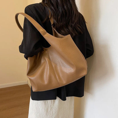 Vegan Schoudertas Dames Leren Look Ruim Tote Tas