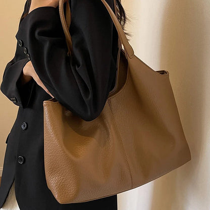 Vegan Schoudertas Dames Leren Look Ruim Tote Tas