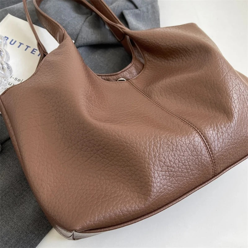 Vegan Schoudertas Dames Leren Look Ruim Tote Tas