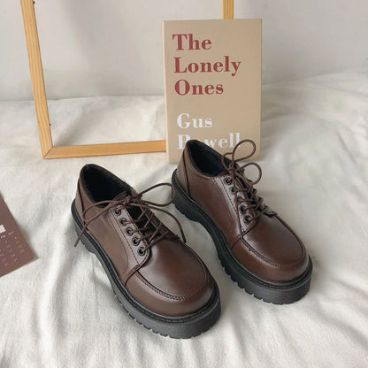 Bruine Platform Loafers Vintage Stijl Schoenen