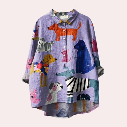 Dames Shirt Hondenprint Leuk en Trendy - StudioMarella
