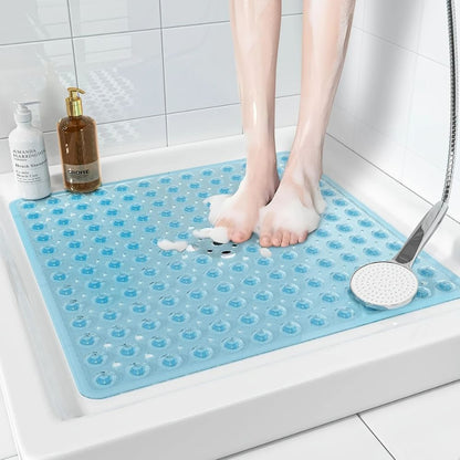 Antislip Badmat met Zuignappen – Veilig Vaste Mat voor Bad en Douche – Vierkant Design met Drainagegaten – PVC Douchevloermat – Machinewasbaarbaar
