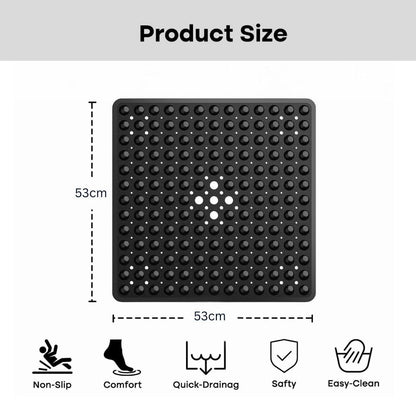 Antislip Badmat met Zuignappen – Veilig Vaste Mat voor Bad en Douche – Vierkant Design met Drainagegaten – PVC Douchevloermat – Machinewasbaarbaar